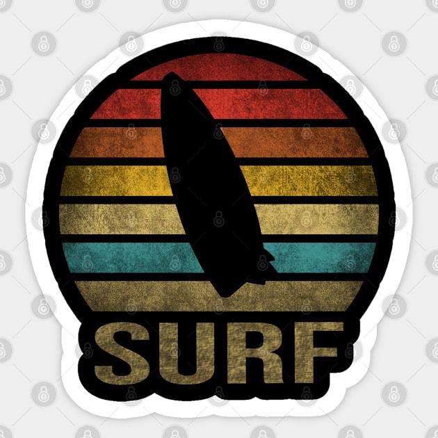 Surf Or Die Surfboard Summer Retro Sunset Sticker by The Agile Store